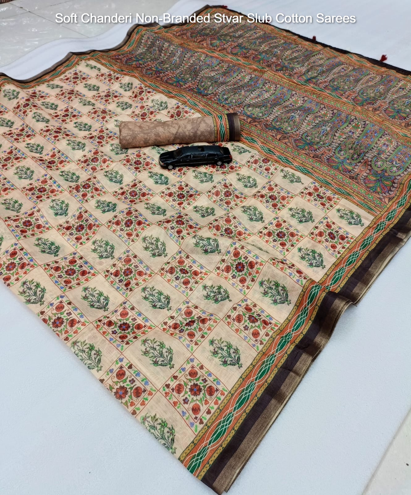 Soft Chanderi Non-Branded Stvar Slub Cotton Sarees