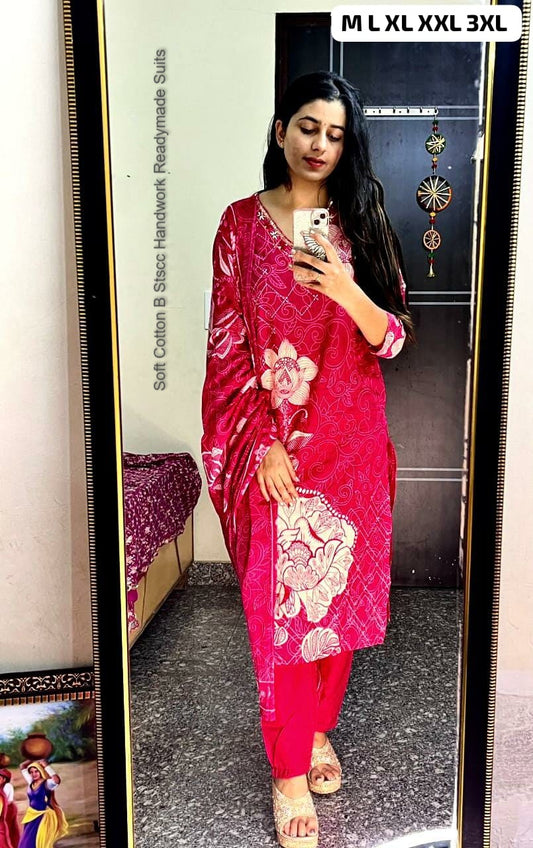 Soft Cotton B Stscc Handwork Readymade Suits