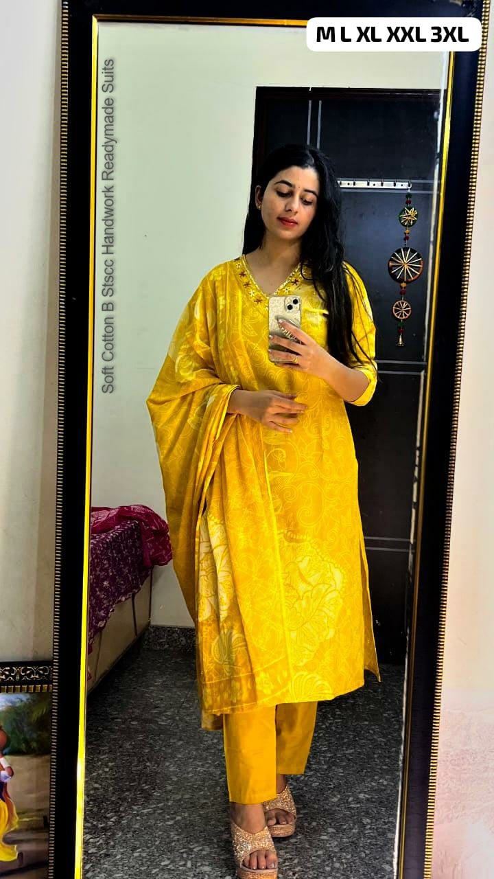 Soft Cotton B Stscc Handwork Readymade Suits