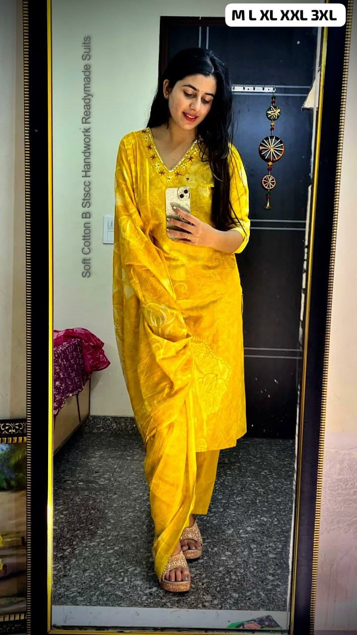 Soft Cotton B Stscc Handwork Readymade Suits