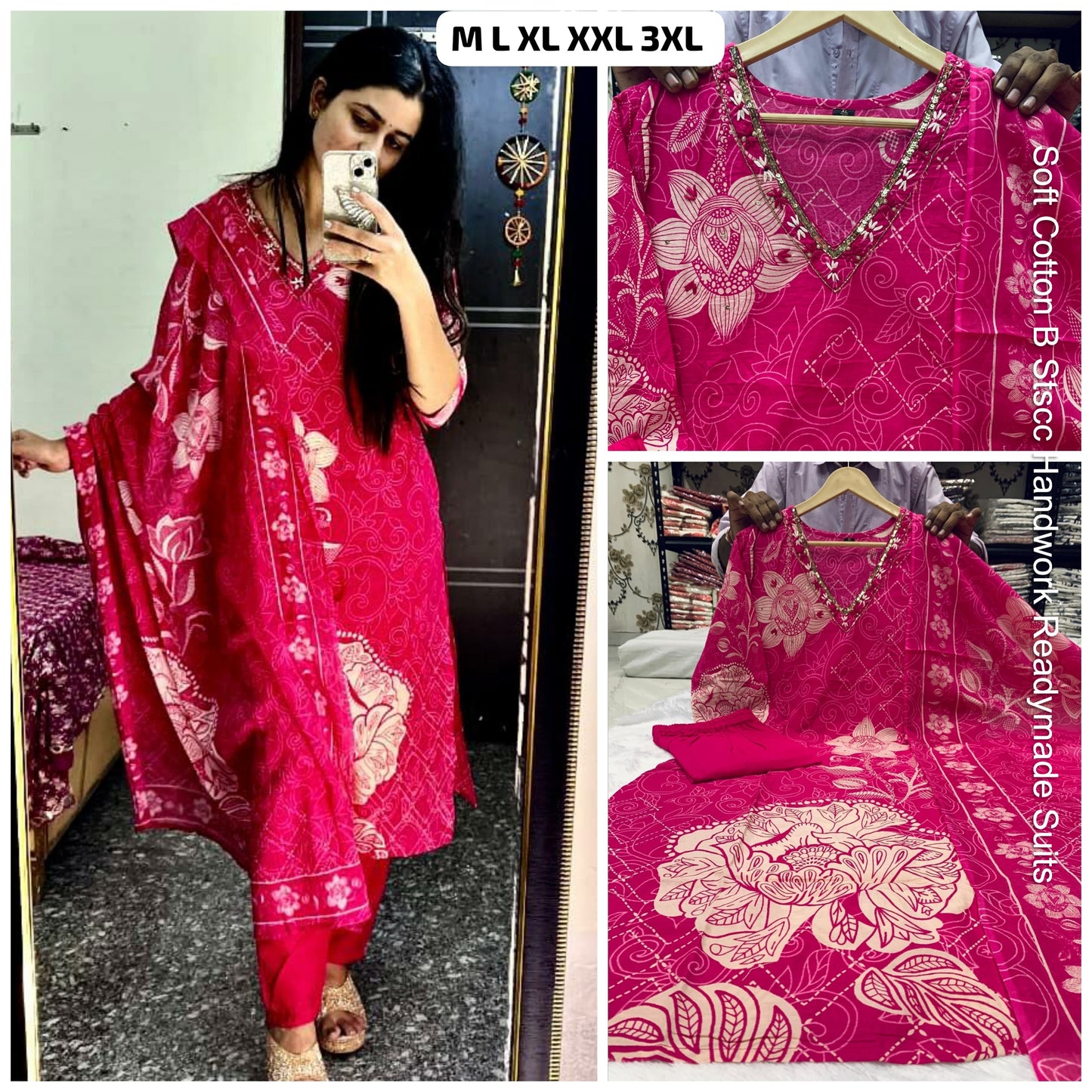 Soft Cotton B Stscc Handwork Readymade Suits