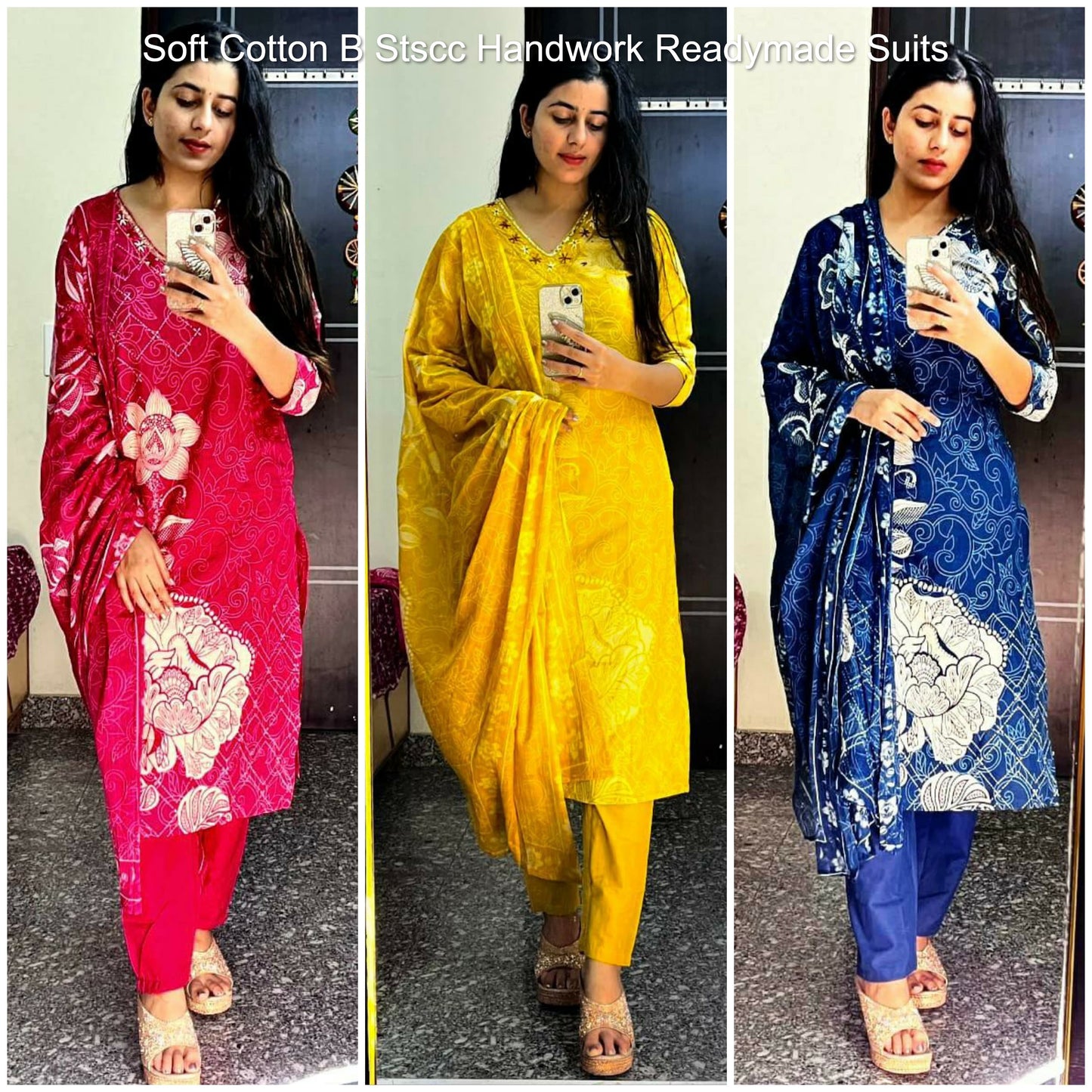 Soft Cotton B Stscc Handwork Readymade Suits