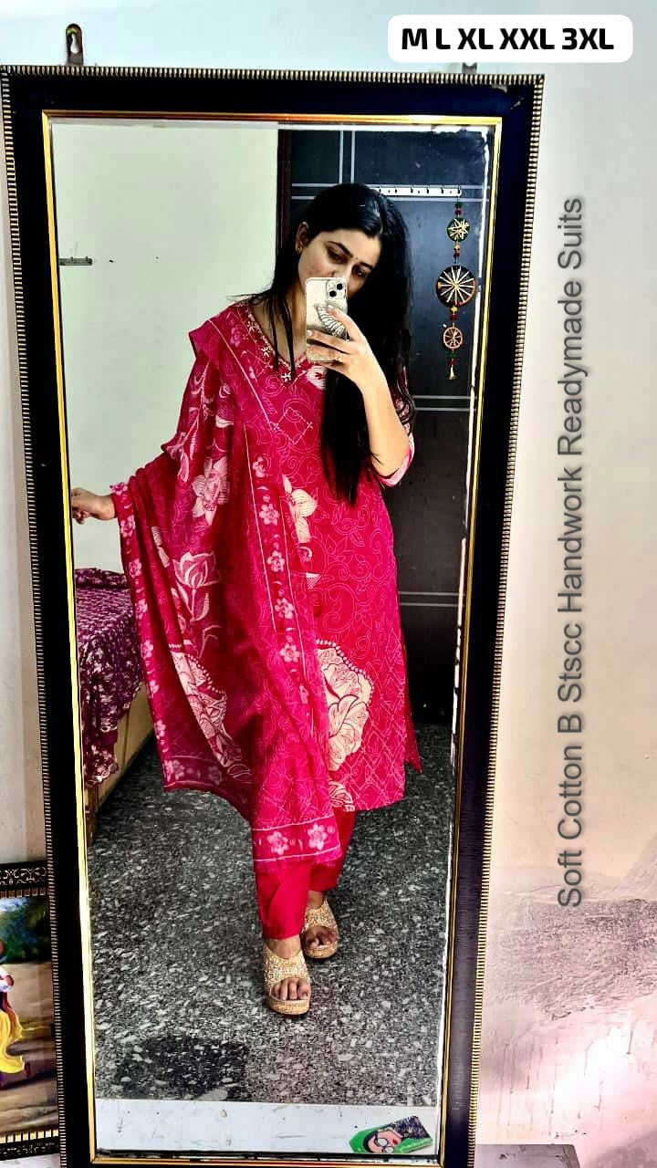 Soft Cotton B Stscc Handwork Readymade Suits