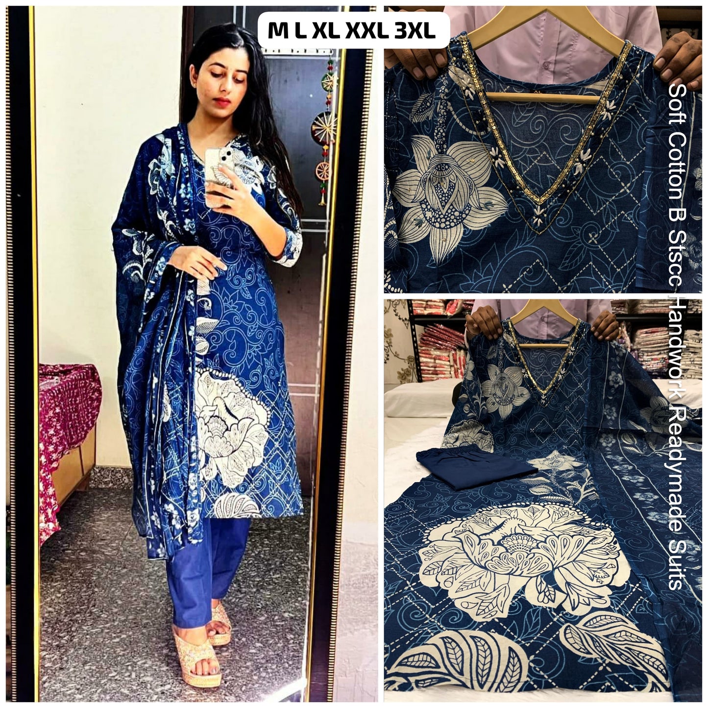 Soft Cotton B Stscc Handwork Readymade Suits