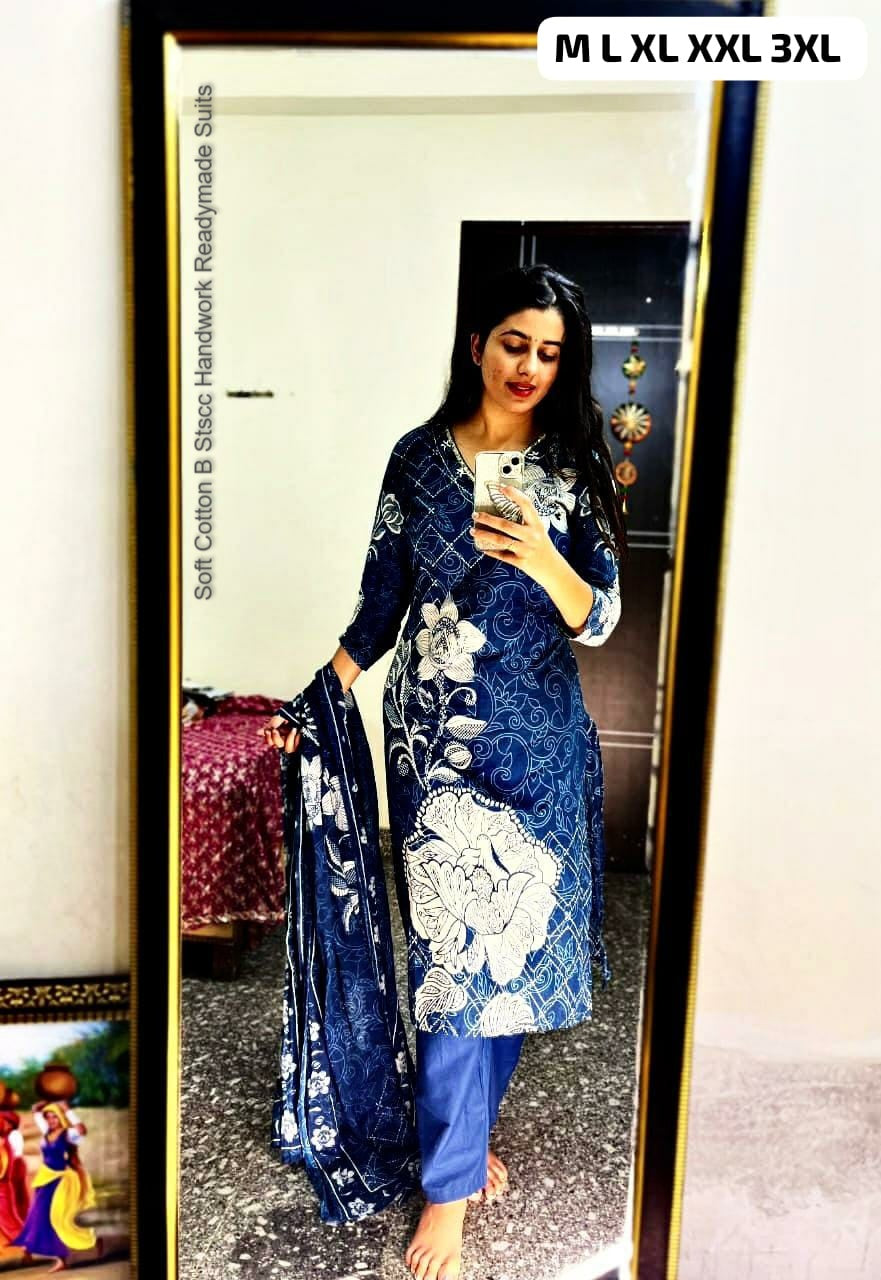 Soft Cotton B Stscc Handwork Readymade Suits