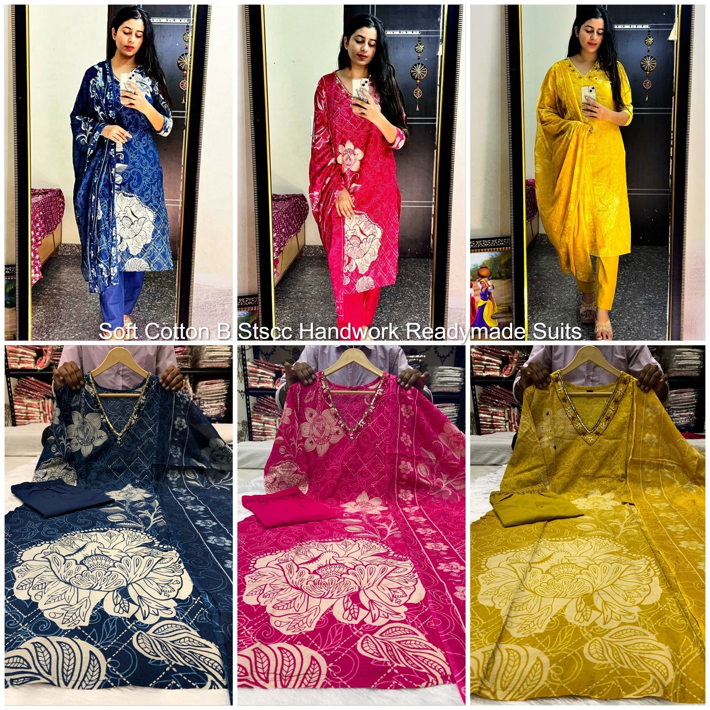 Soft Cotton B Stscc Handwork Readymade Suits