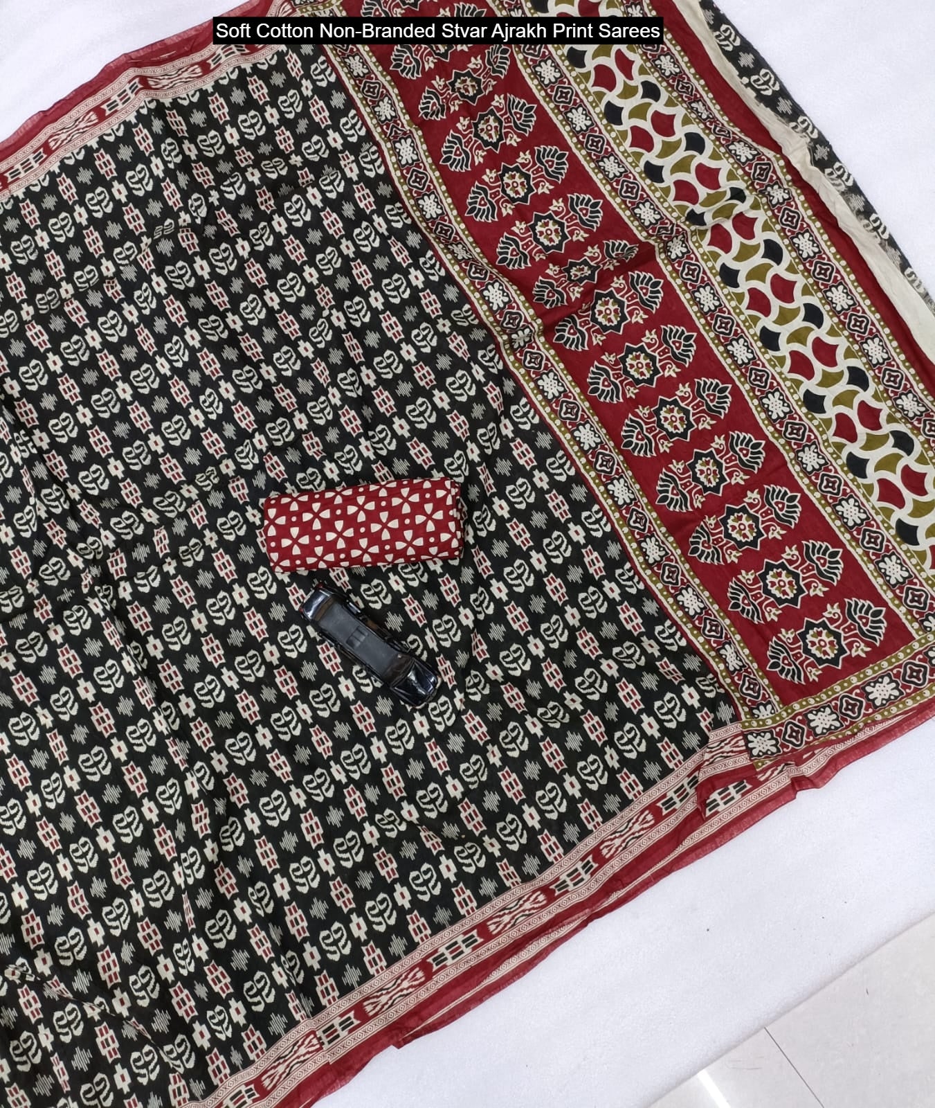 Soft Cotton Non-Branded Stvar Ajrakh Print Sarees