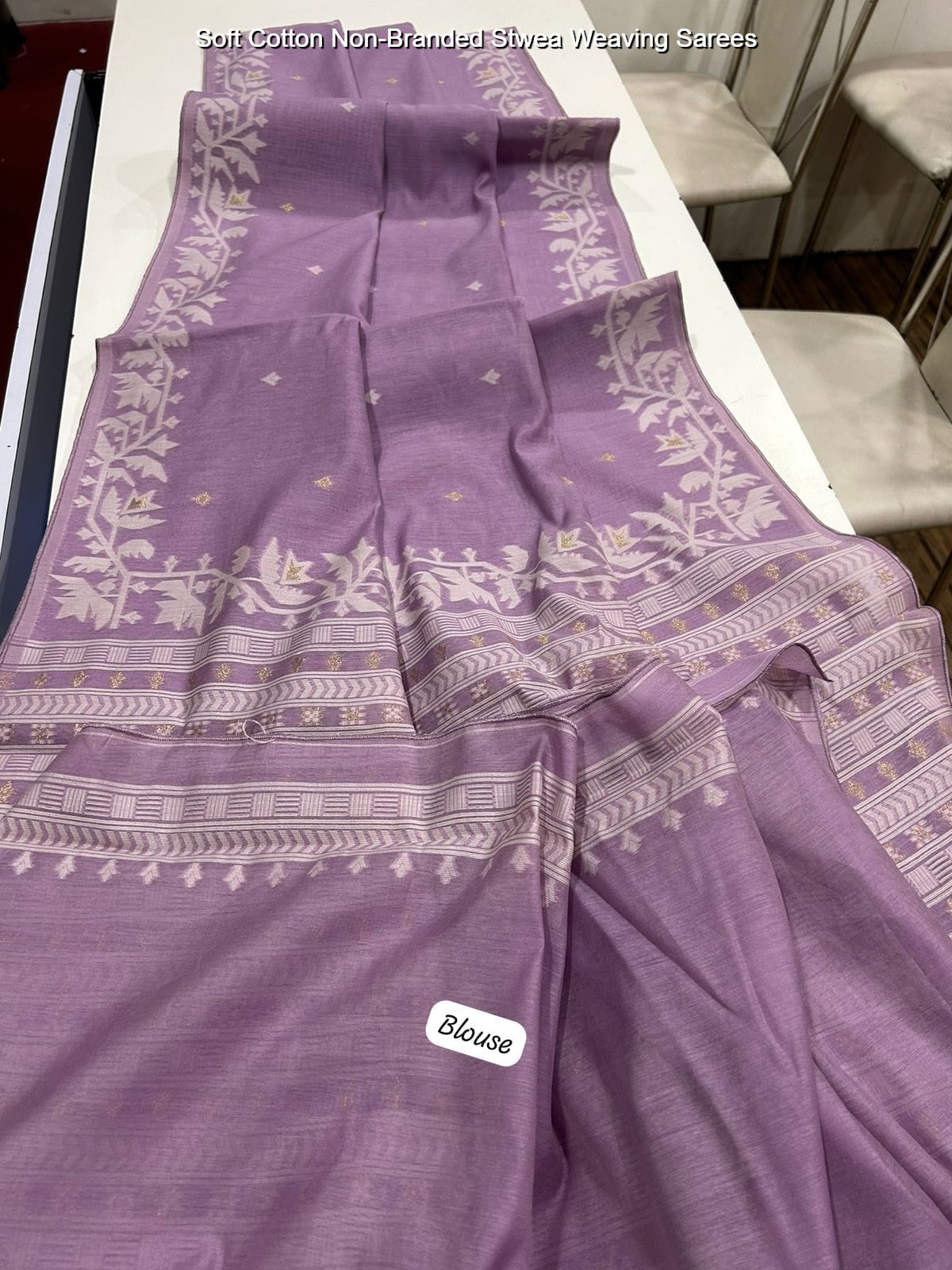 Soft Cotton Non-Branded Stwea Weaving Sarees