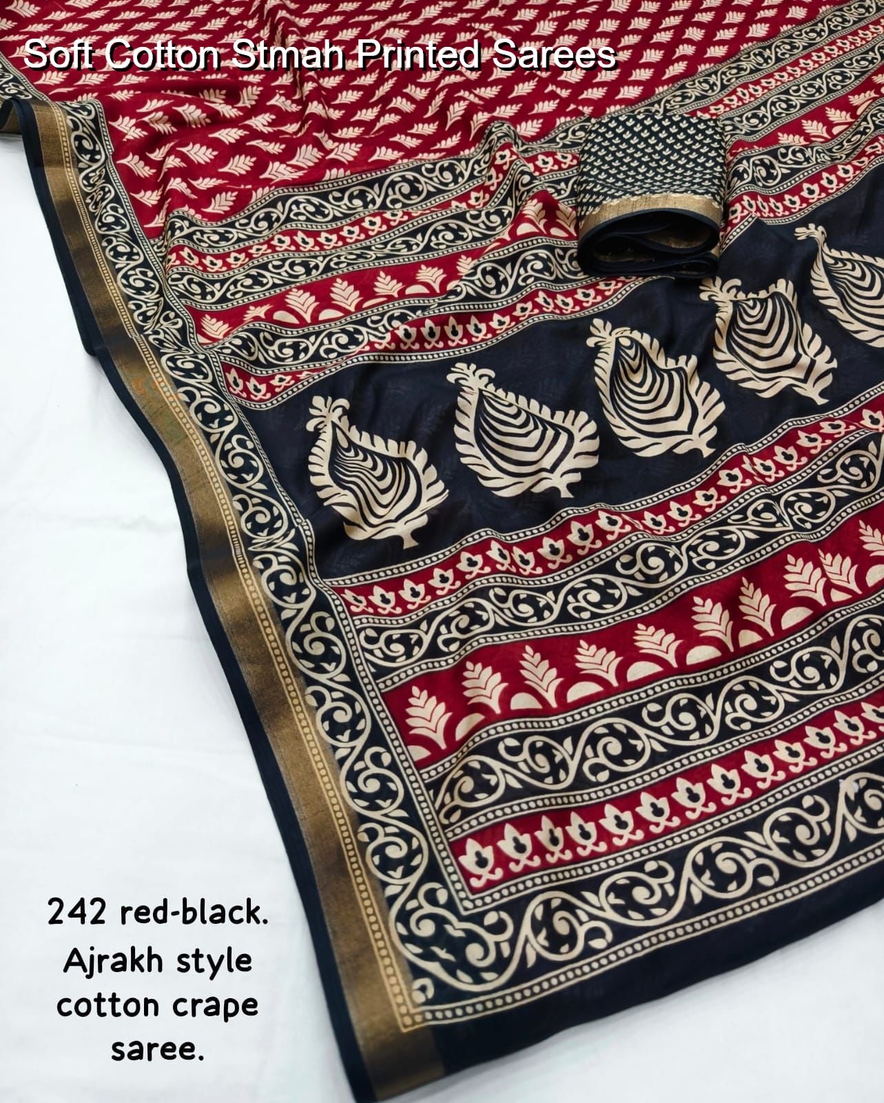 Soft Cotton Stmah Printed Sarees