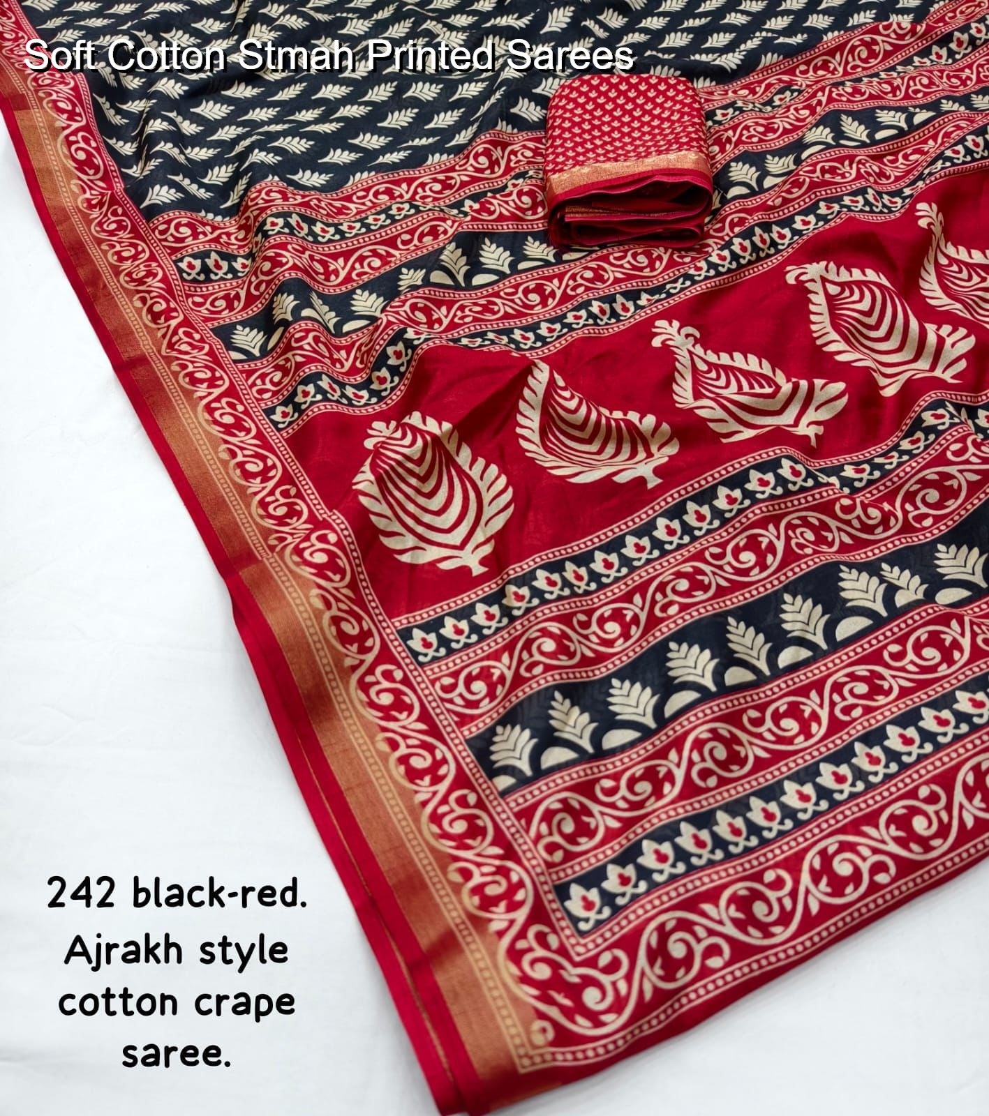 Soft Cotton Stmah Printed Sarees