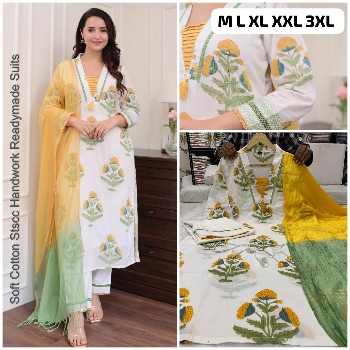 Soft Cotton Stscc Handwork Readymade Suits