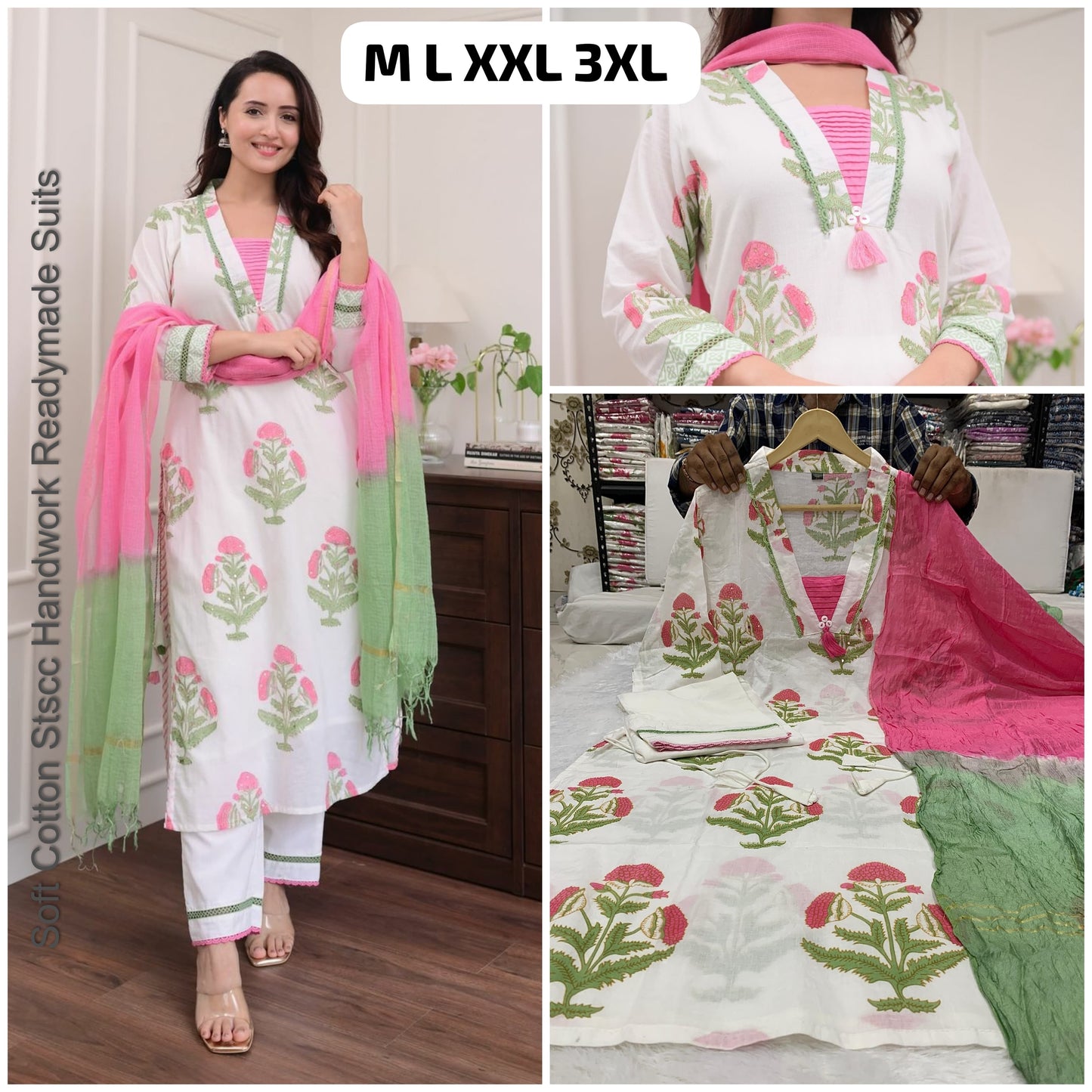 Soft Cotton Stscc Handwork Readymade Suits