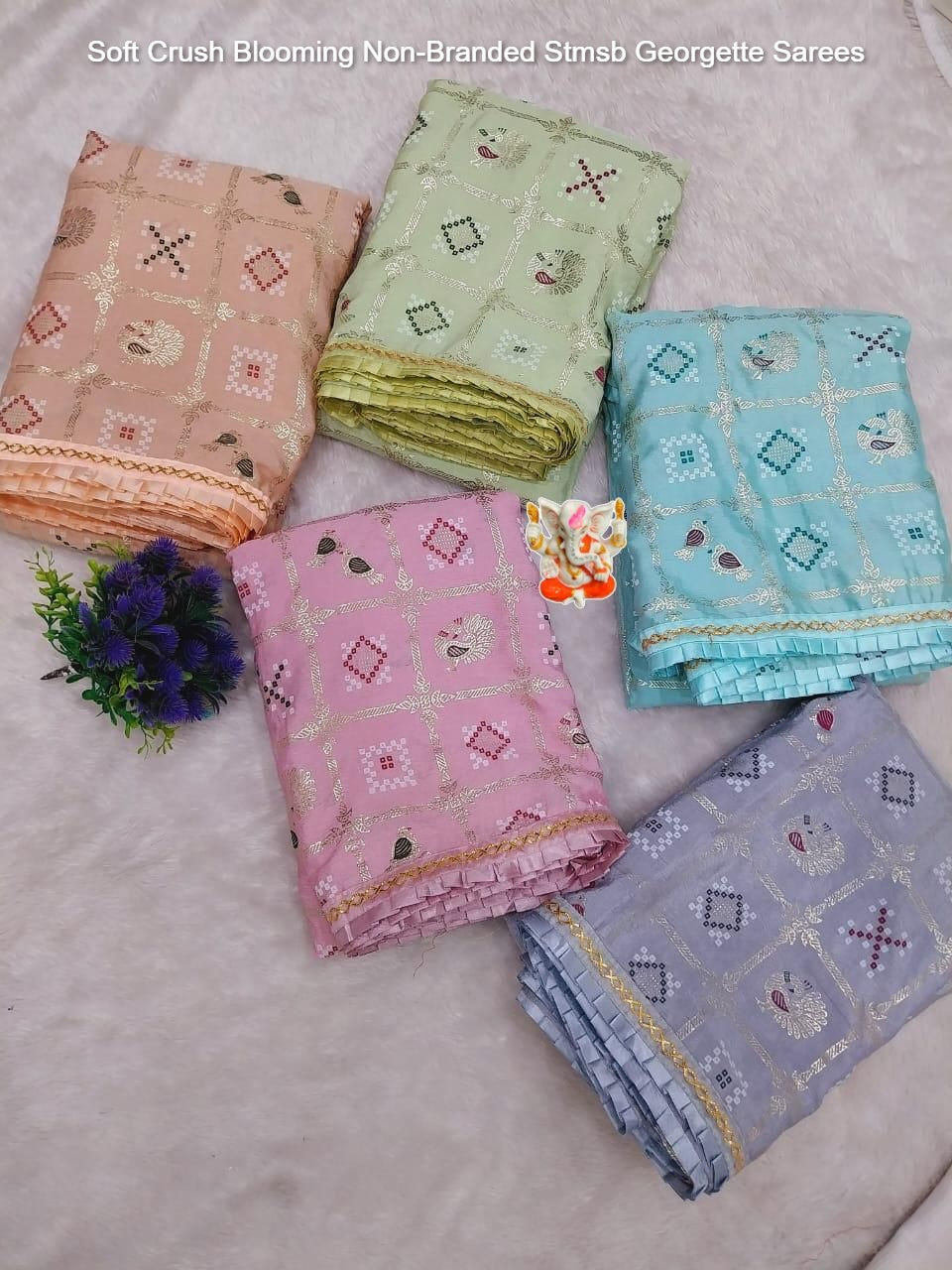 Soft Crush Blooming Non-Branded Stmsb Georgette Sarees