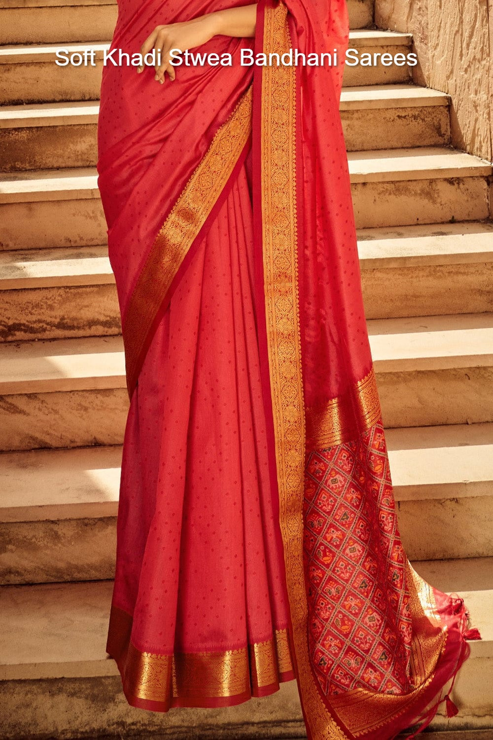 Soft Khadi Stwea Bandhani Sarees