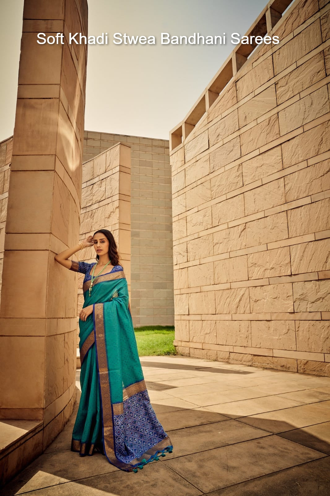 Soft Khadi Stwea Bandhani Sarees