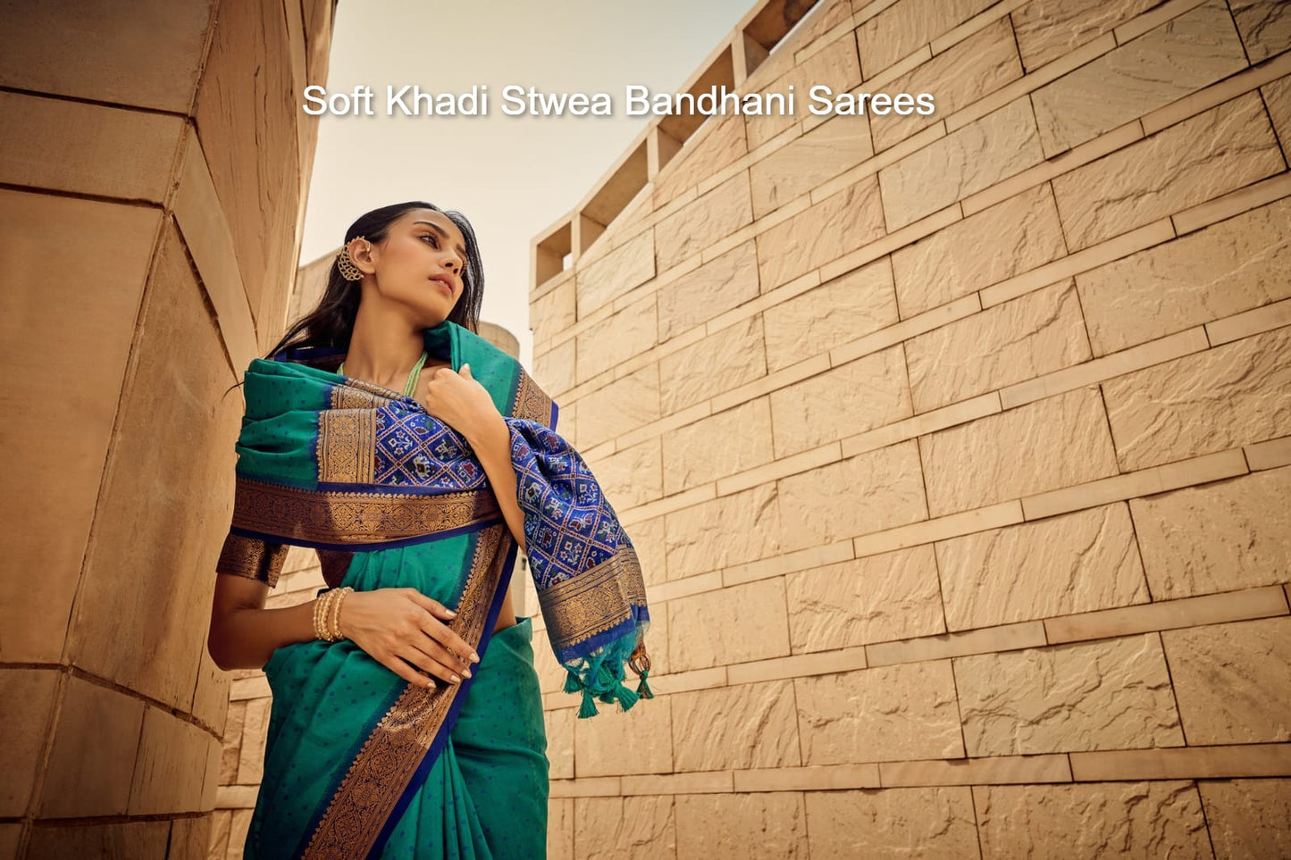 Soft Khadi Stwea Bandhani Sarees