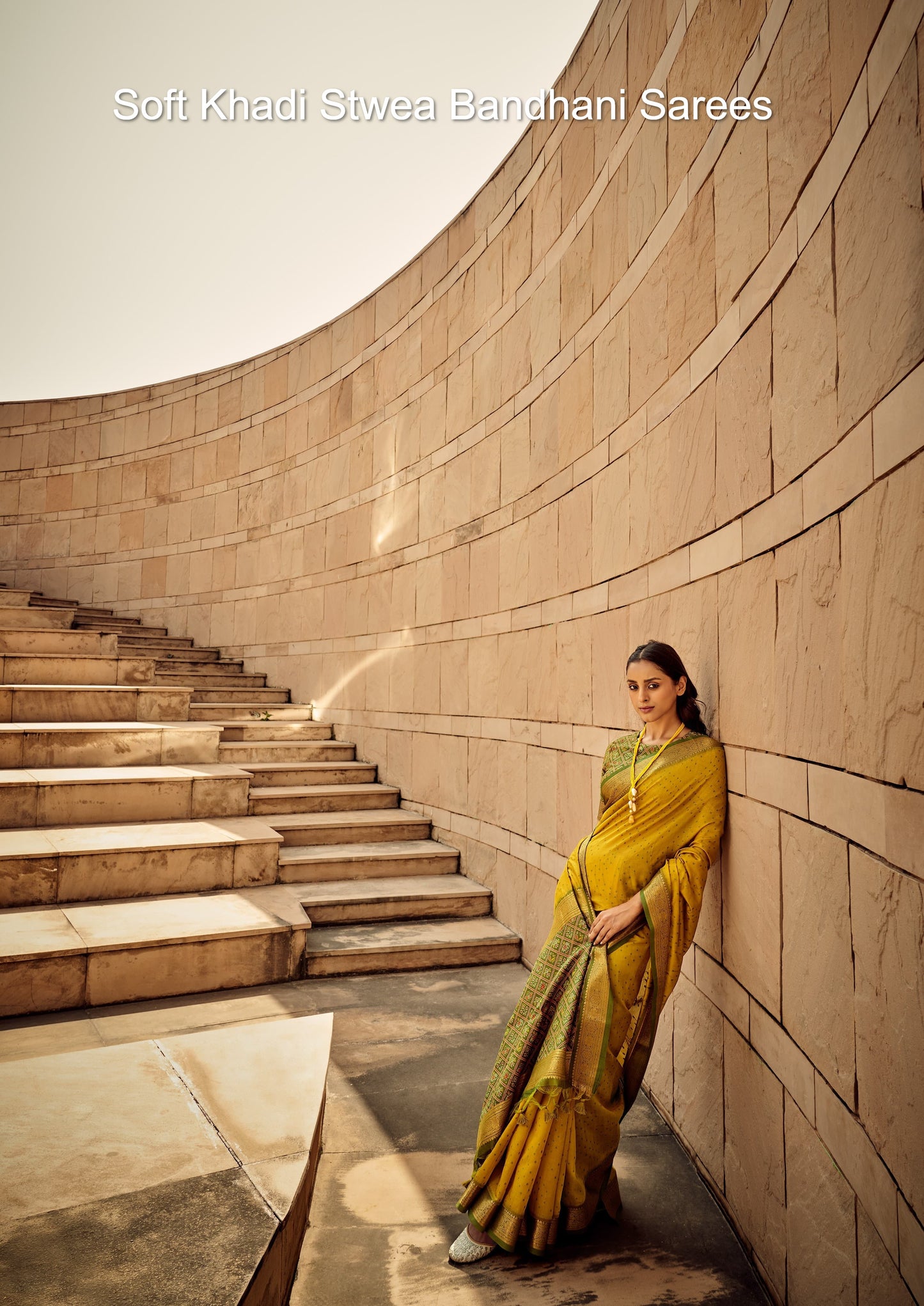 Soft Khadi Stwea Bandhani Sarees