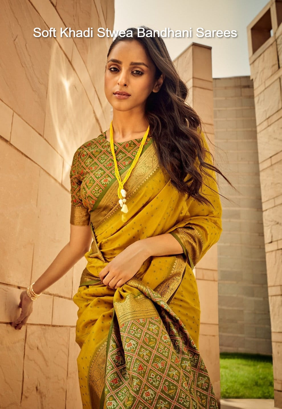 Soft Khadi Stwea Bandhani Sarees