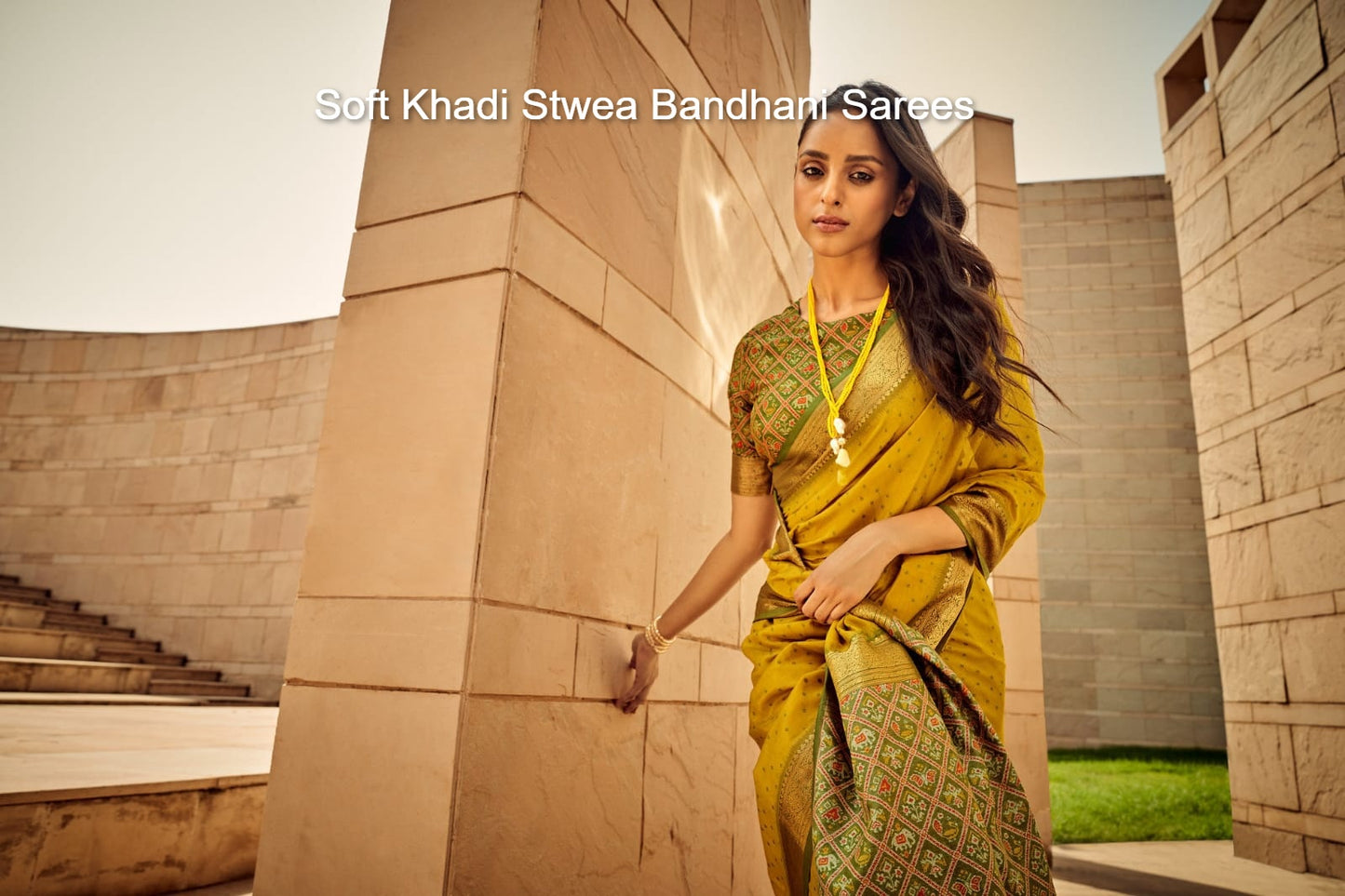 Soft Khadi Stwea Bandhani Sarees