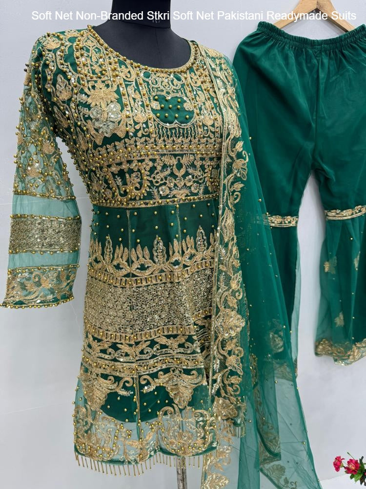 Soft Net Non-Branded Stkri Soft Net Pakistani Readymade Suits