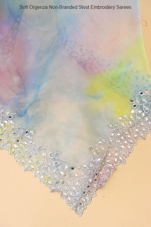 Soft Orgenza Non-Branded Stvst Embroidery Sarees