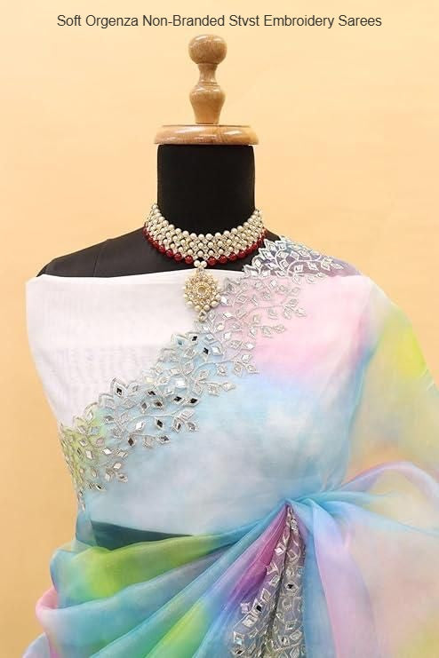 Soft Orgenza Non-Branded Stvst Embroidery Sarees