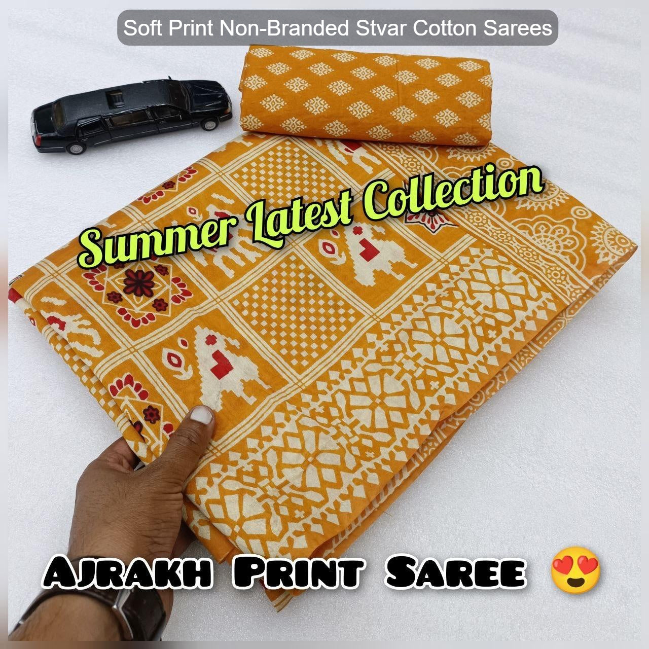 Soft Print Non-Branded Stvar Cotton Sarees