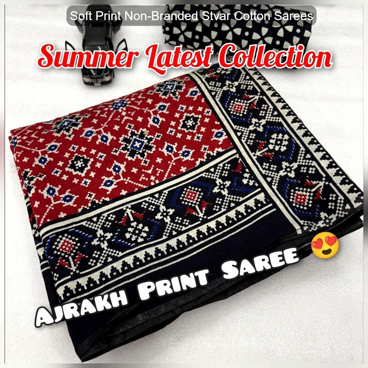Soft Print Non-Branded Stvar Cotton Sarees