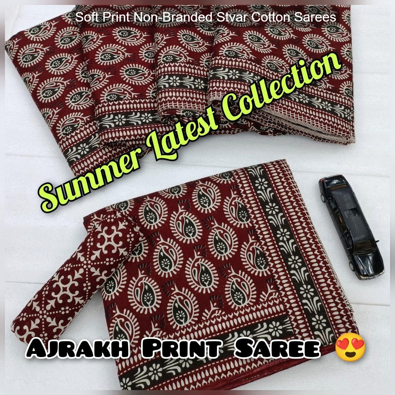 Soft Print Non-Branded Stvar Cotton Sarees