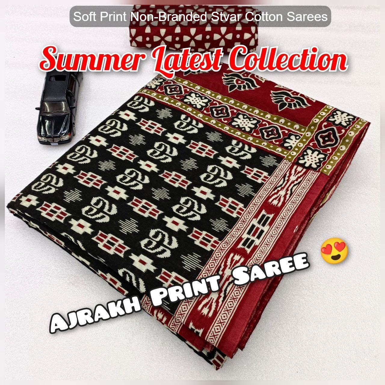Soft Print Non-Branded Stvar Cotton Sarees