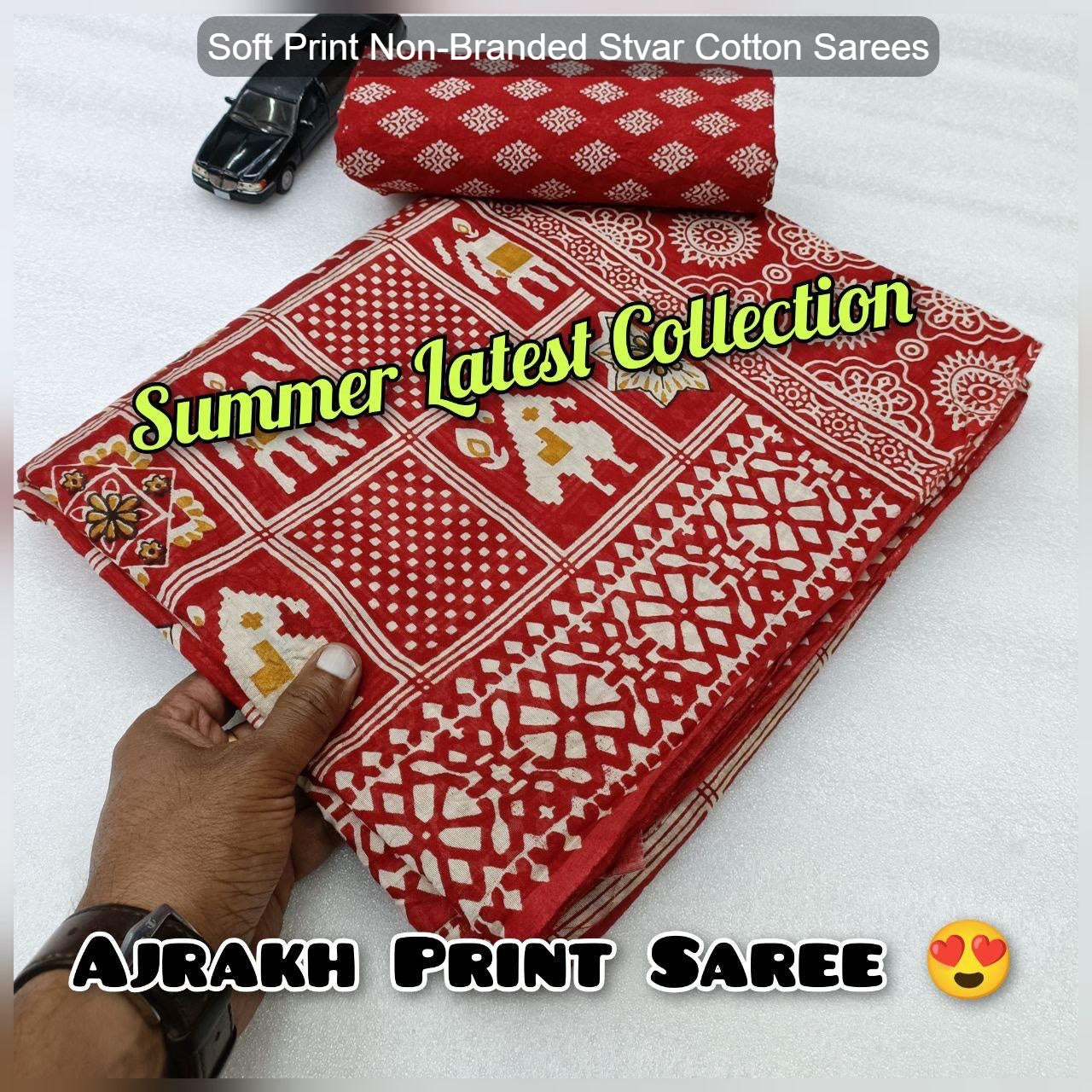Soft Print Non-Branded Stvar Cotton Sarees