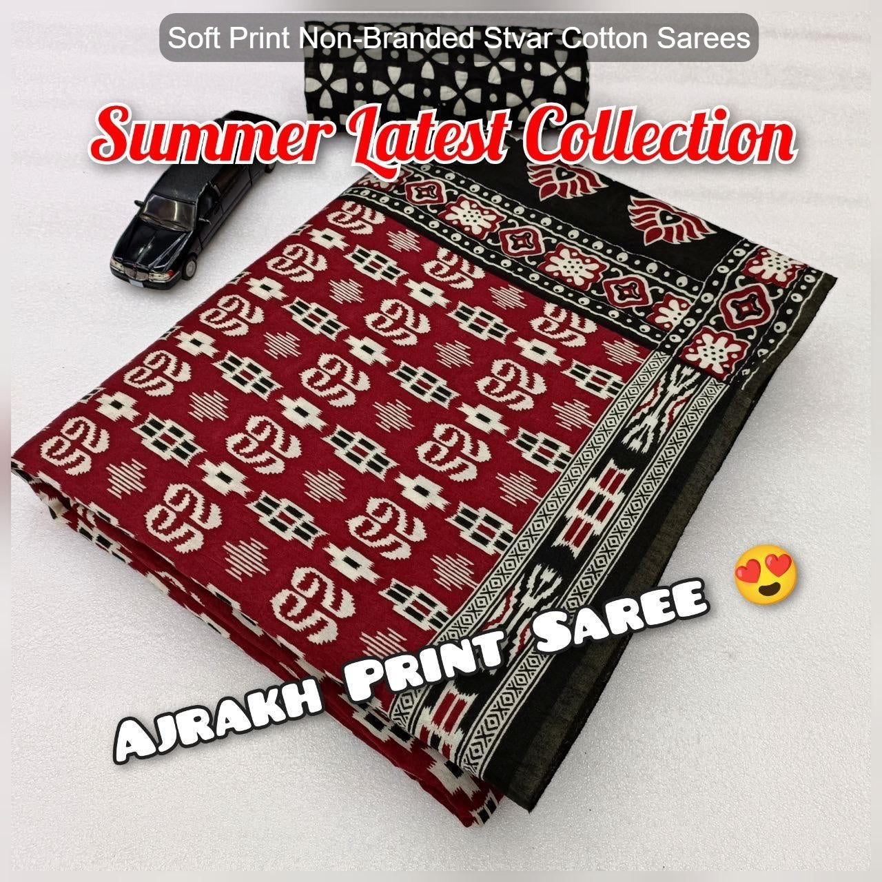Soft Print Non-Branded Stvar Cotton Sarees
