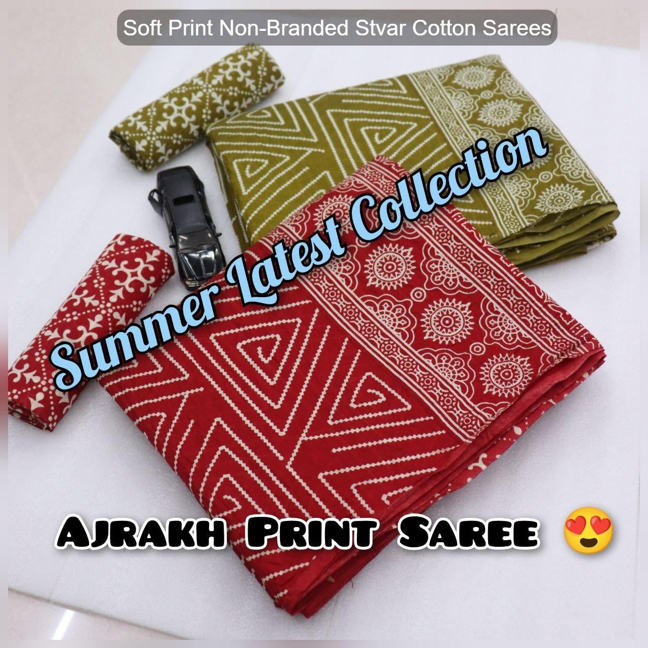 Soft Print Non-Branded Stvar Cotton Sarees