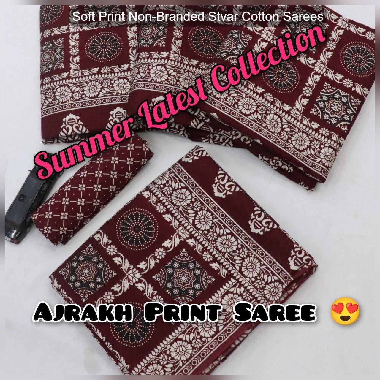 Soft Print Non-Branded Stvar Cotton Sarees