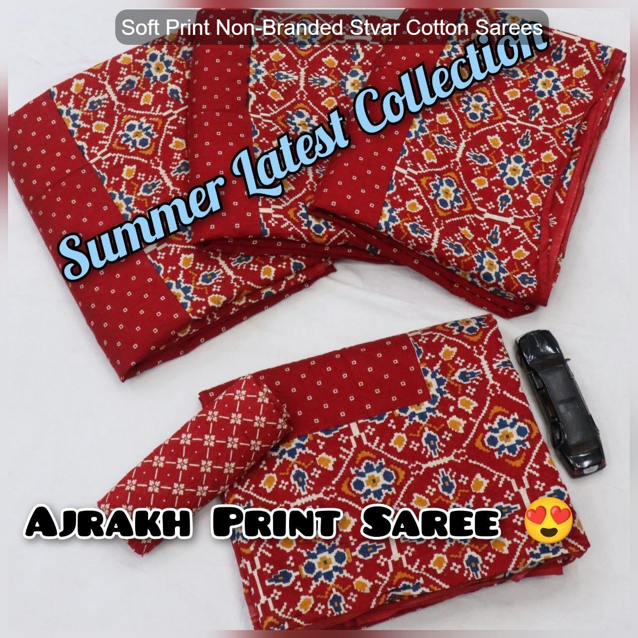 Soft Print Non-Branded Stvar Cotton Sarees