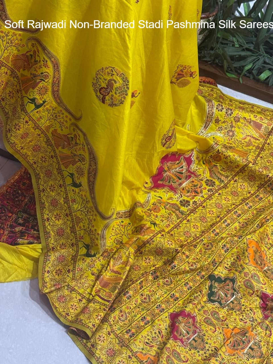 Soft Rajwadi Non-Branded Stadi Pashmina Silk Sarees