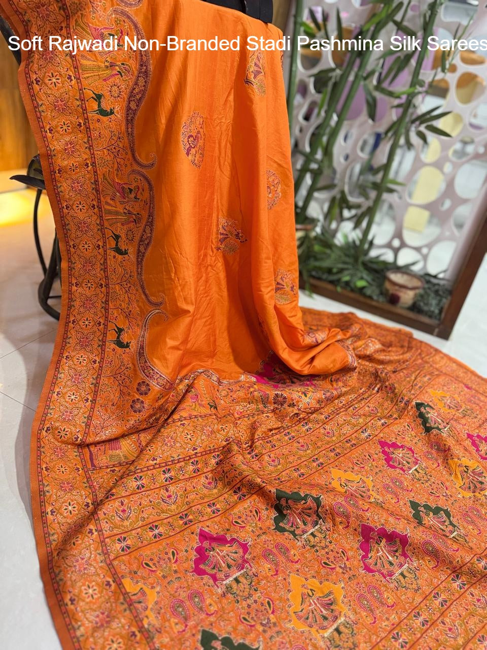 Soft Rajwadi Non-Branded Stadi Pashmina Silk Sarees