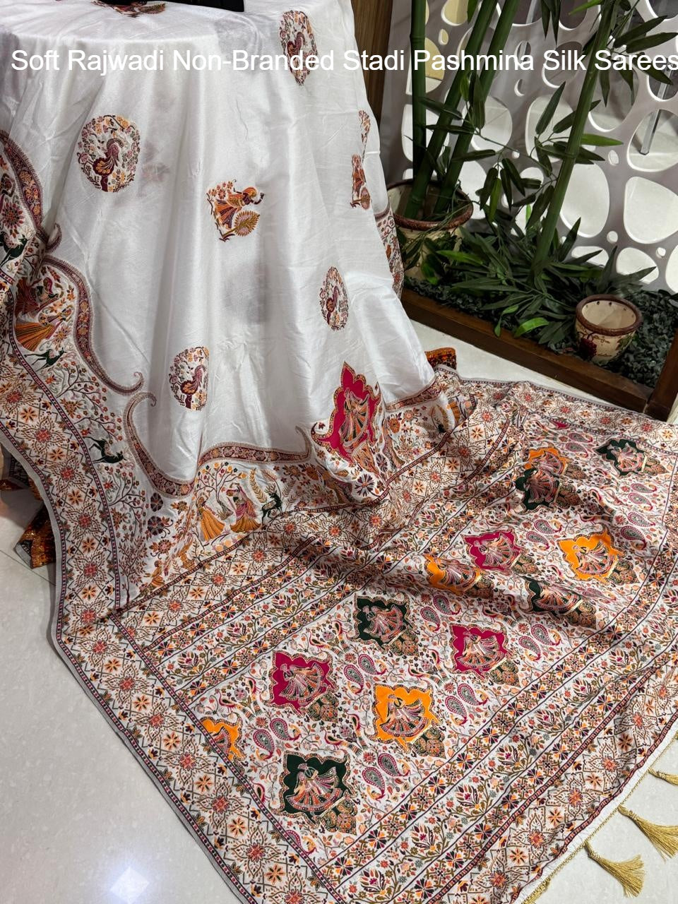 Soft Rajwadi Non-Branded Stadi Pashmina Silk Sarees