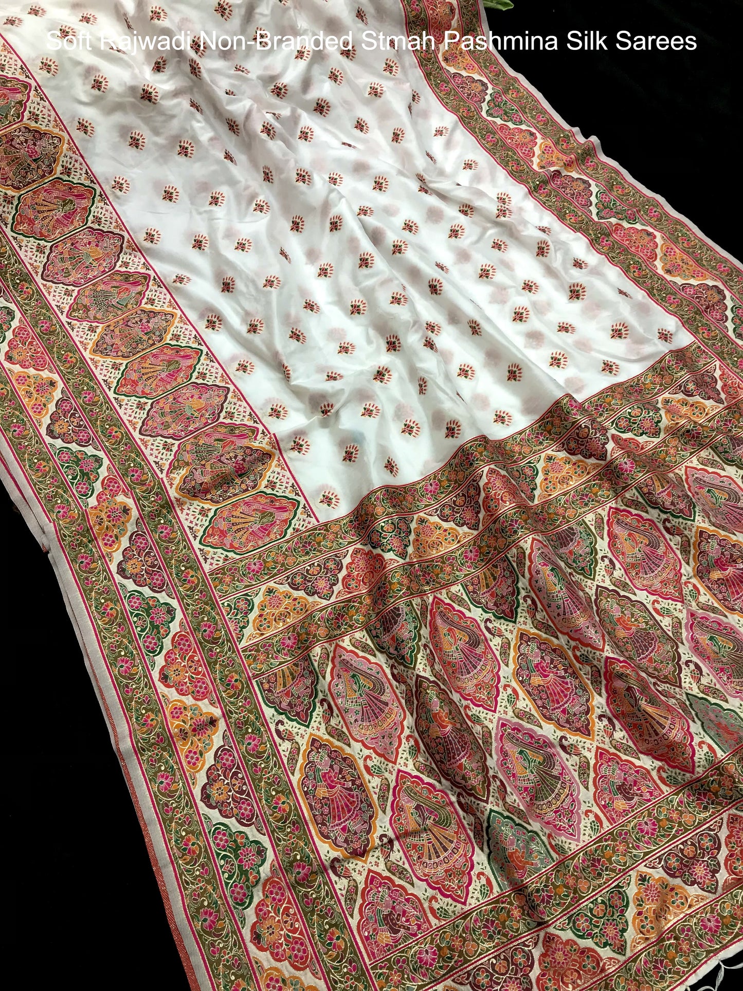 Soft Rajwadi Non-Branded Stmah Pashmina Silk Sarees