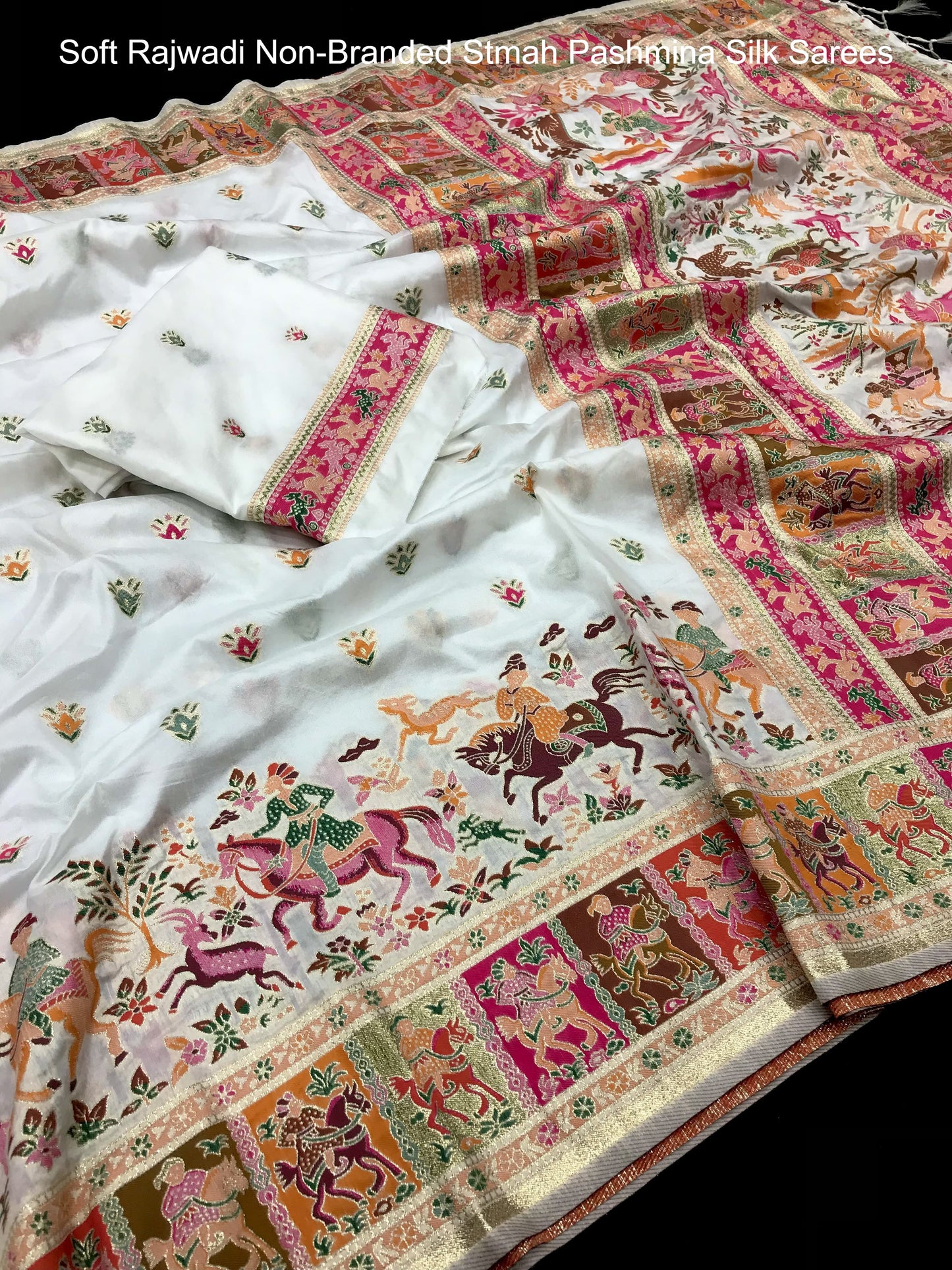 Soft Rajwadi Non-Branded Stmah Pashmina Silk Sarees