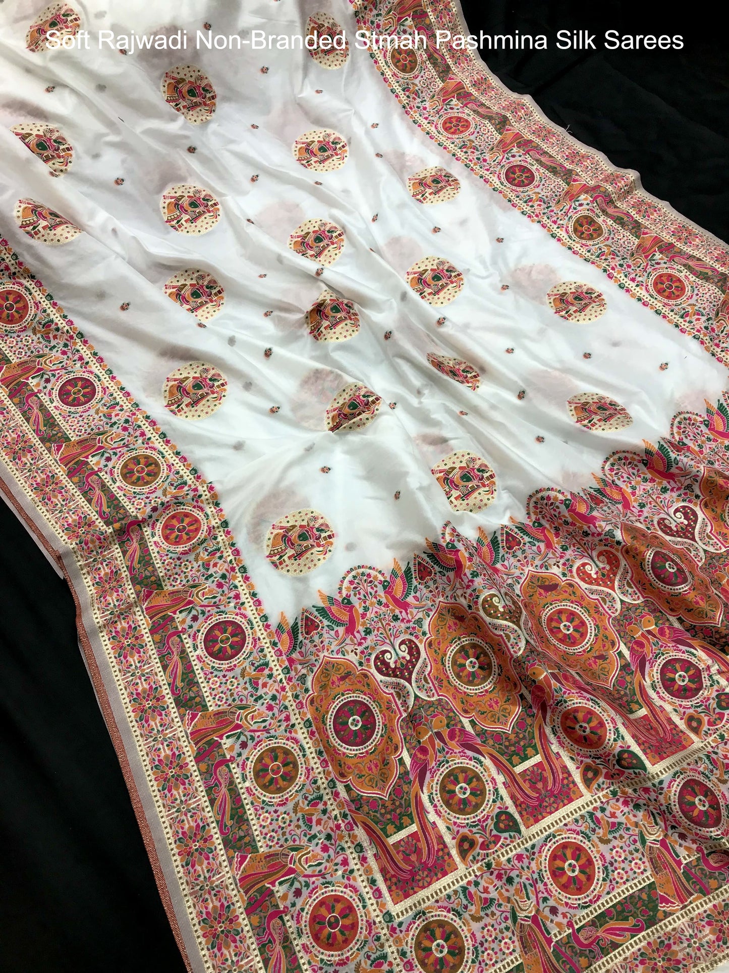 Soft Rajwadi Non-Branded Stmah Pashmina Silk Sarees