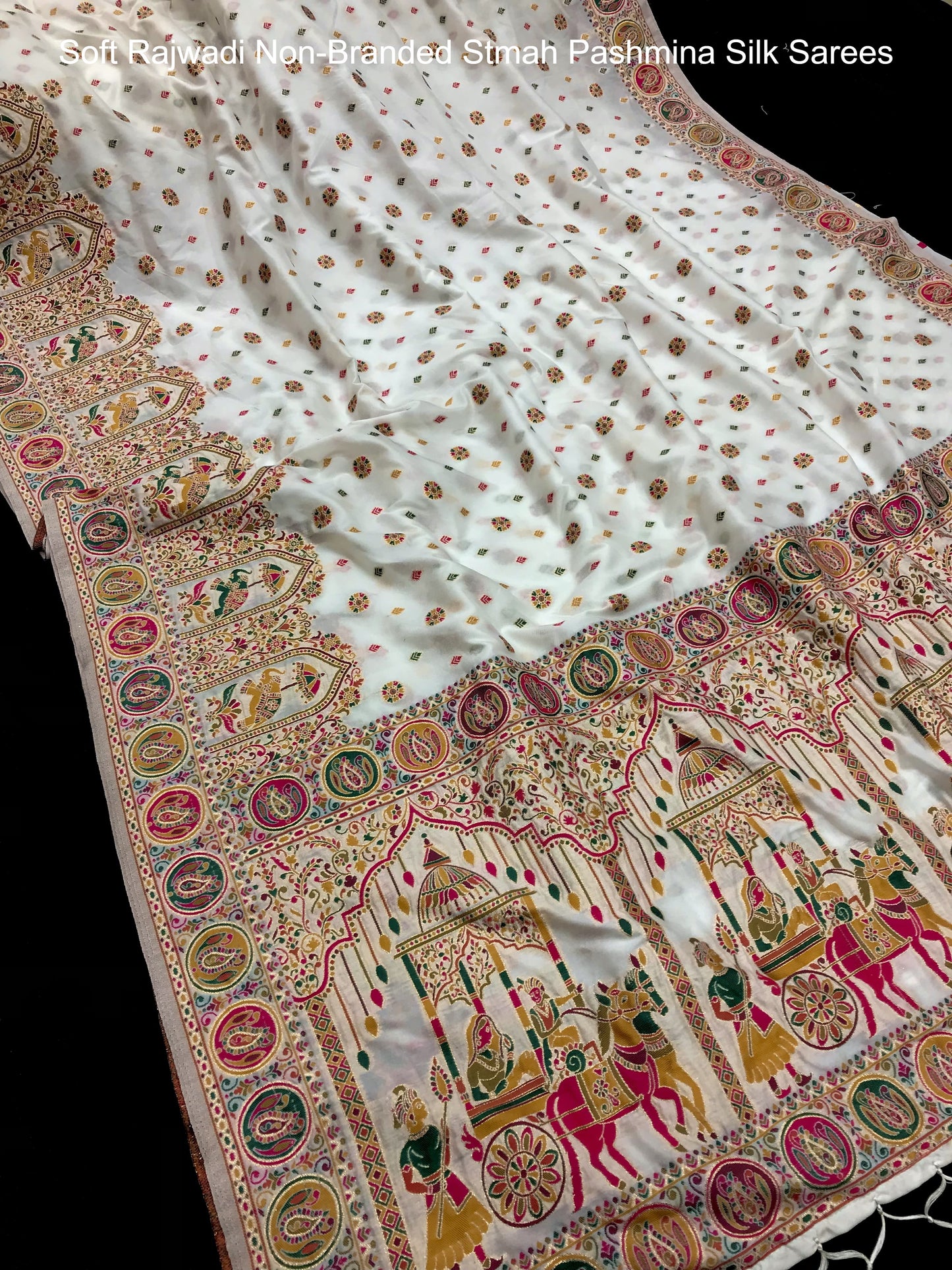 Soft Rajwadi Non-Branded Stmah Pashmina Silk Sarees