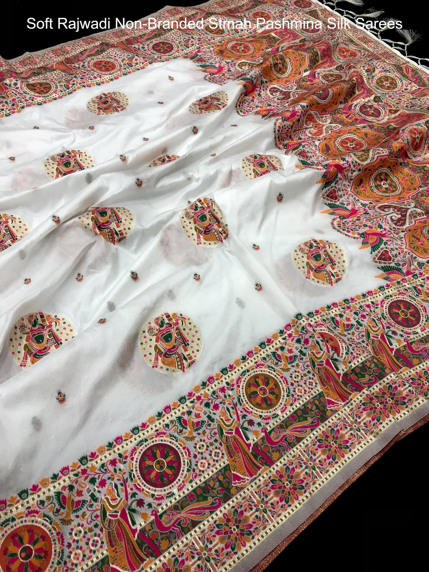 Soft Rajwadi Non-Branded Stmah Pashmina Silk Sarees