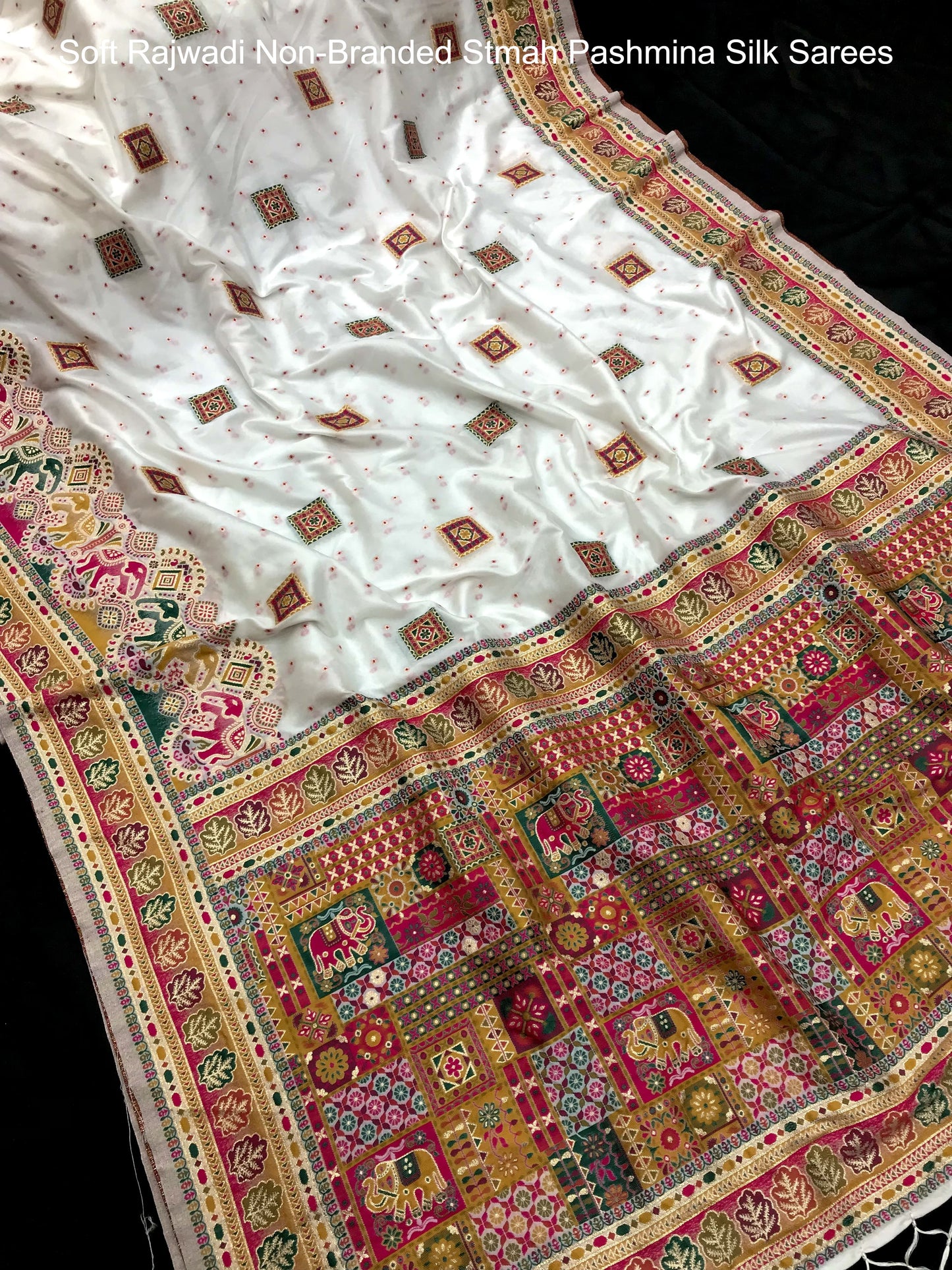 Soft Rajwadi Non-Branded Stmah Pashmina Silk Sarees