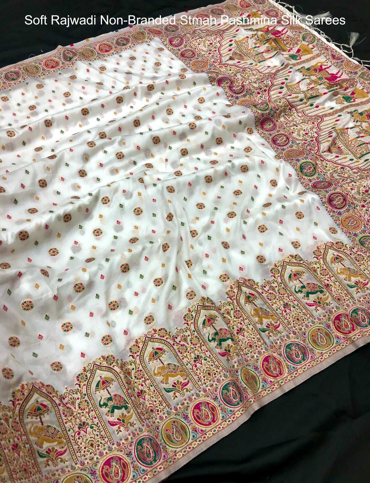 Soft Rajwadi Non-Branded Stmah Pashmina Silk Sarees