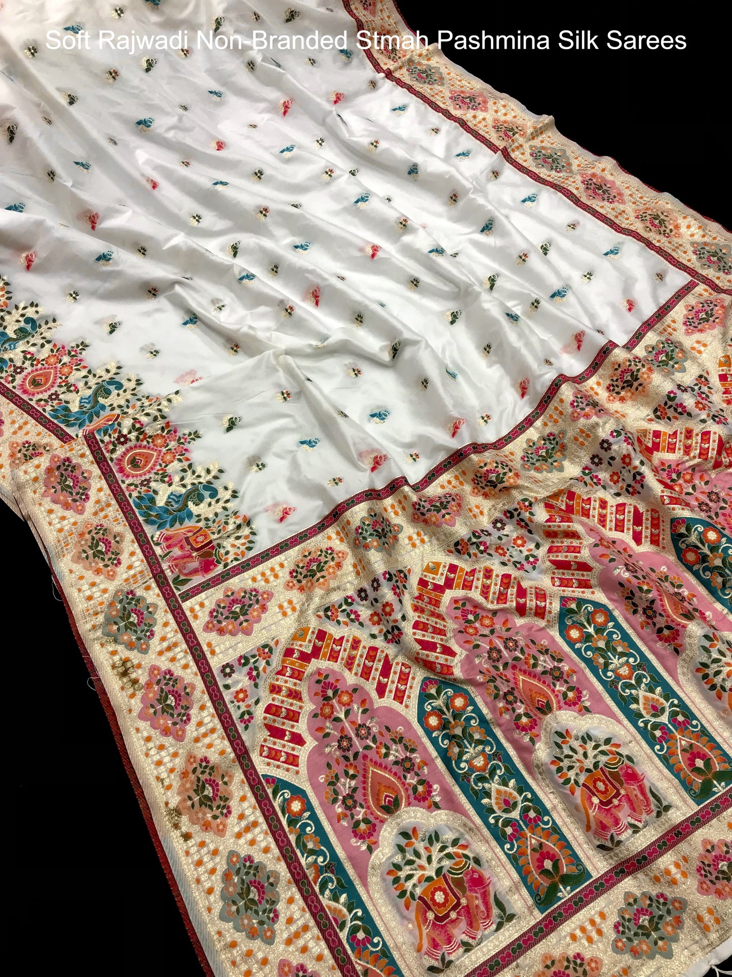 Soft Rajwadi Non-Branded Stmah Pashmina Silk Sarees