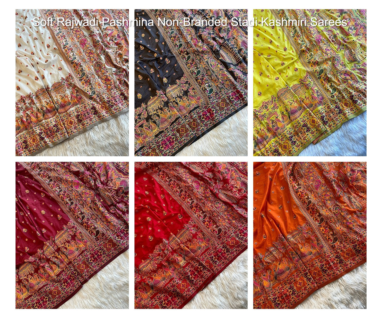 Soft Rajwadi Pashmina Non-Branded Stadi Kashmiri Sarees