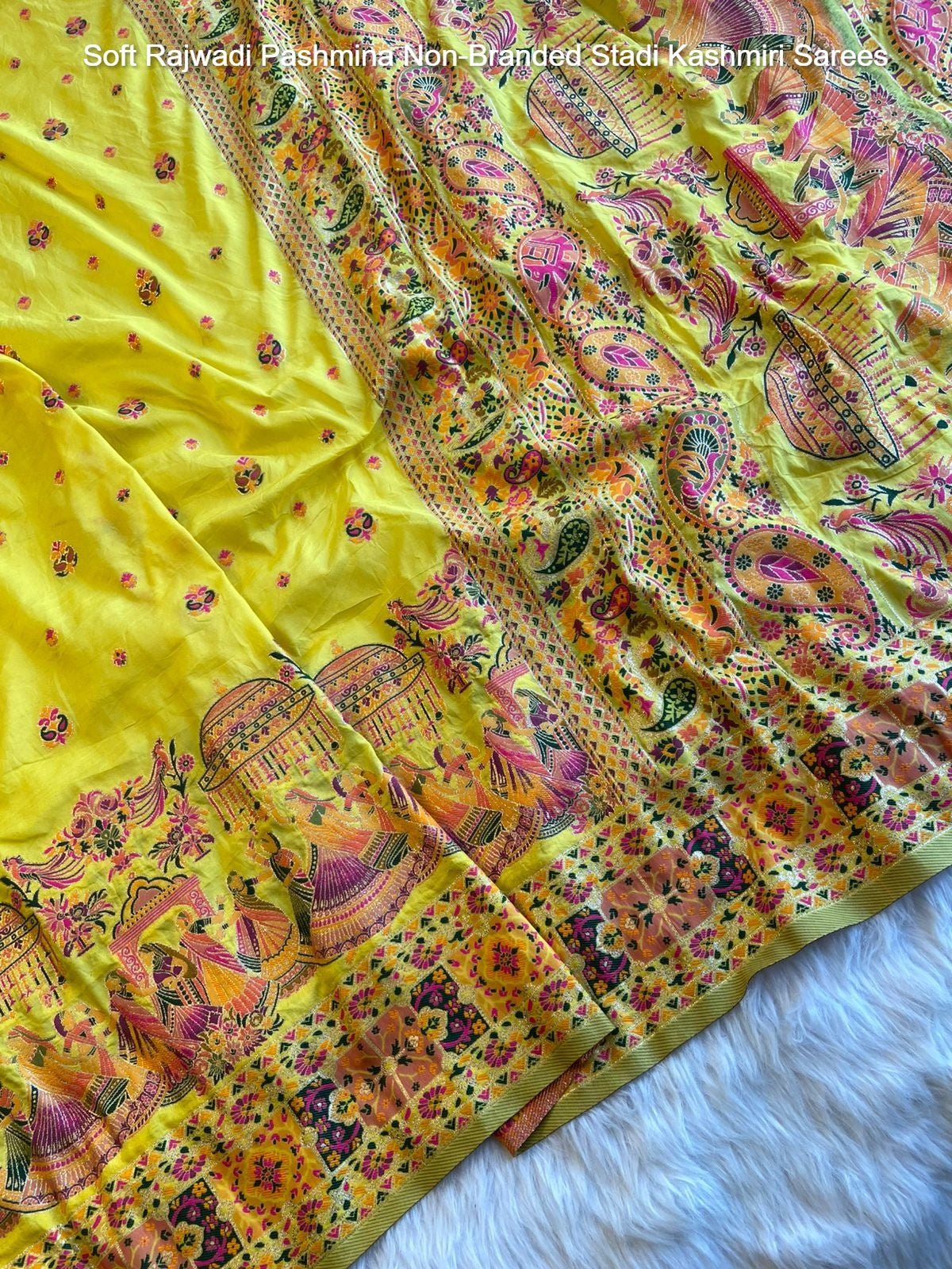 Soft Rajwadi Pashmina Non-Branded Stadi Kashmiri Sarees