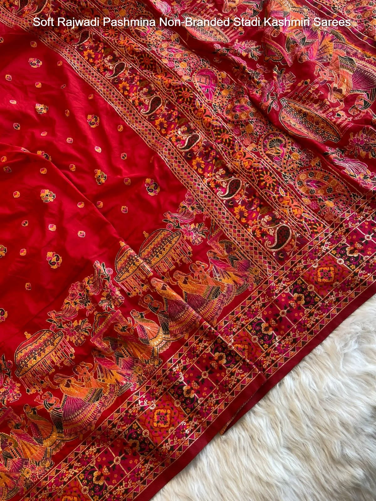 Soft Rajwadi Pashmina Non-Branded Stadi Kashmiri Sarees
