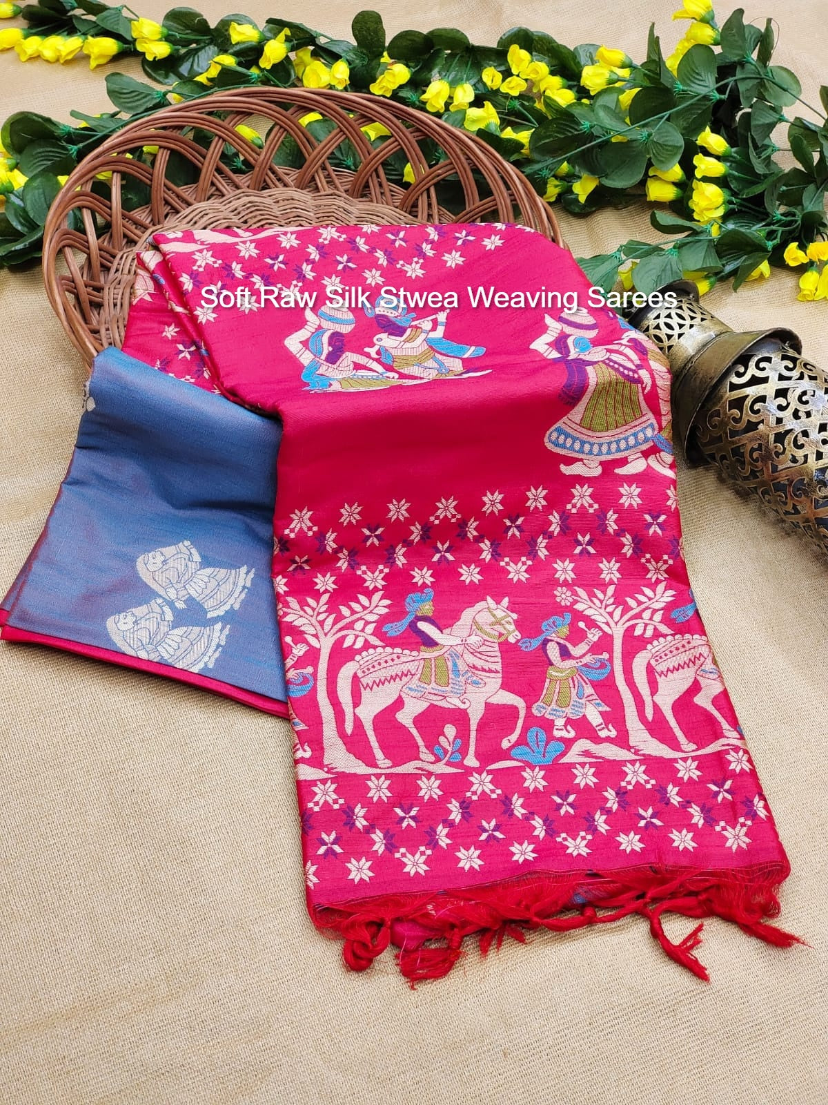 Soft Raw Silk Stwea Weaving Sarees